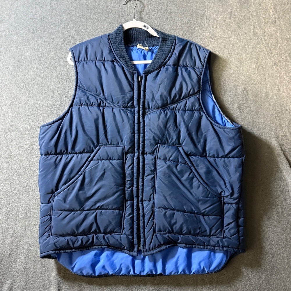 Walls Blizzard Pruf Mens 2XL Navy Blue Quilted Insulated Puffer Vest Made in USA